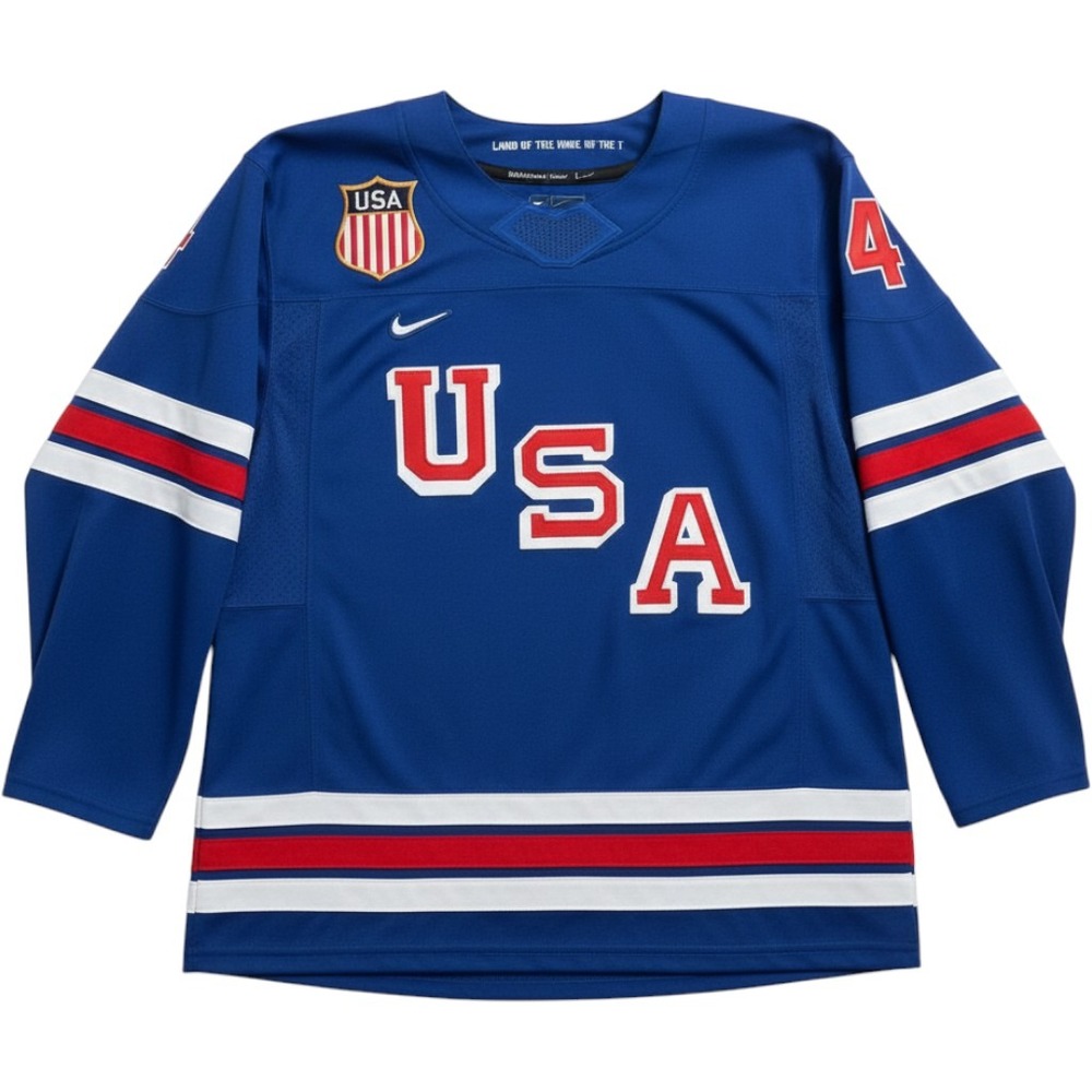 Nike Kids USA Hockey Jersey Blue Quinn Hughes 43 Dri-FIT L/XL New With Tags